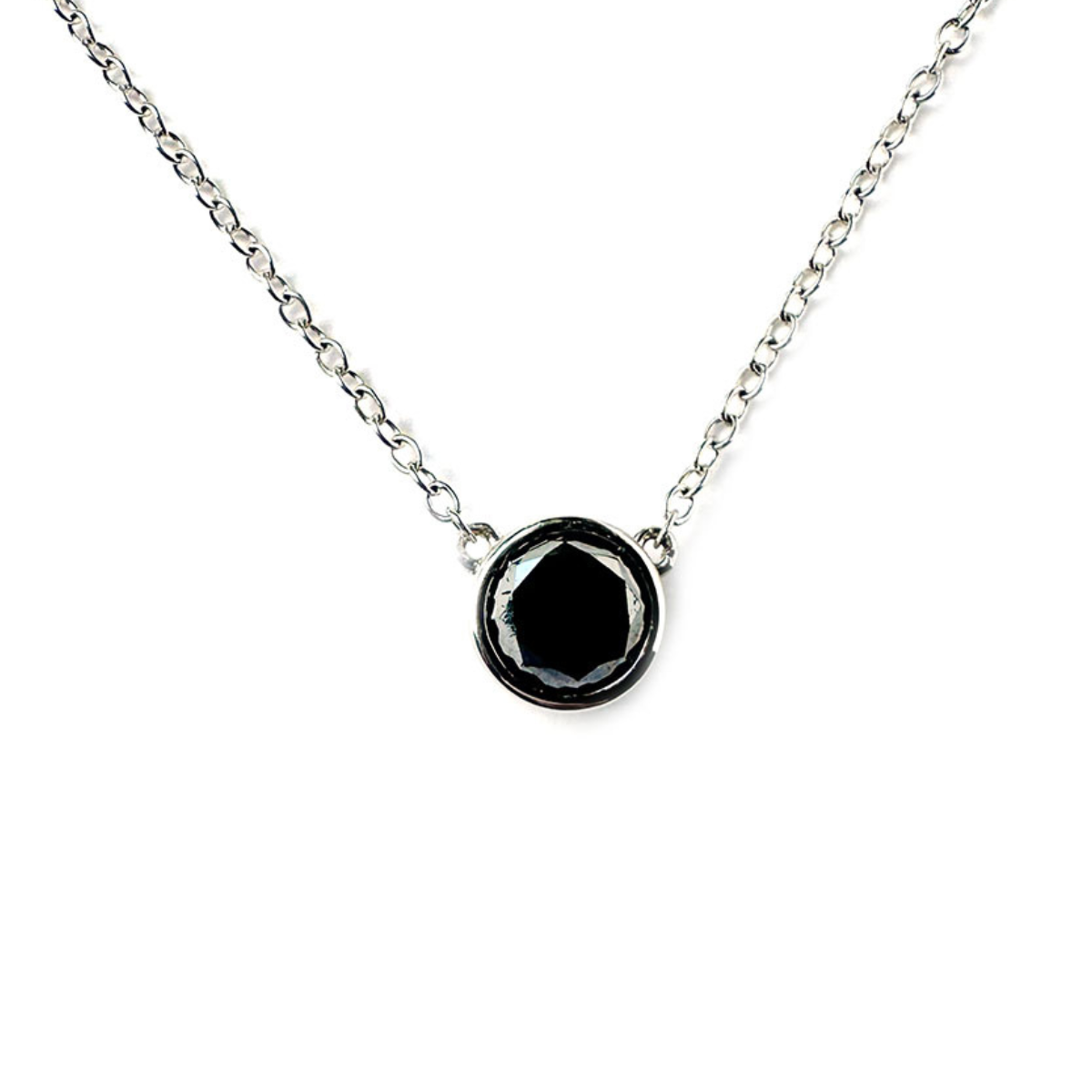 Collar en plata con diamante negro biselado 1ct
