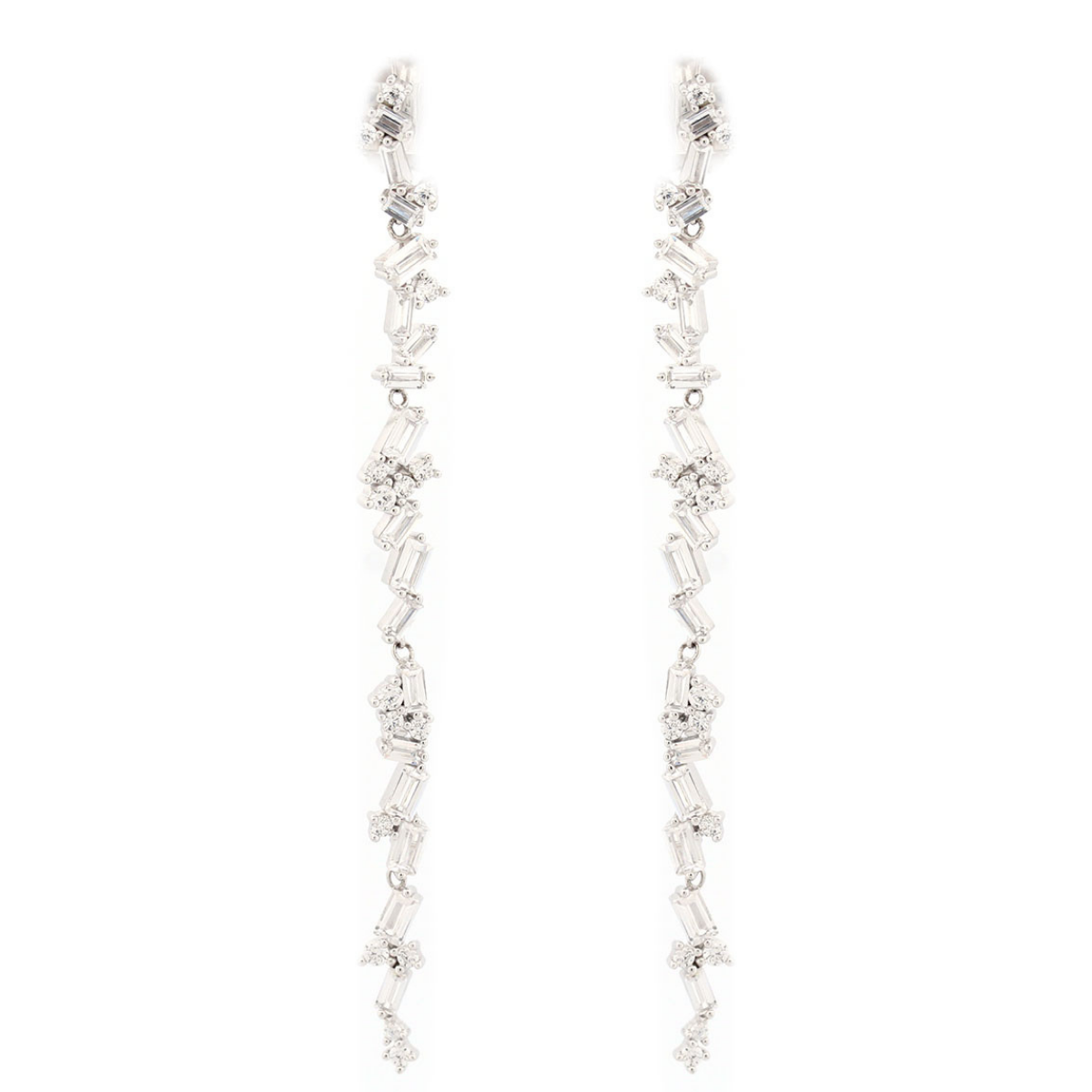 Aretes de plata con baño platino Natasha baguettes