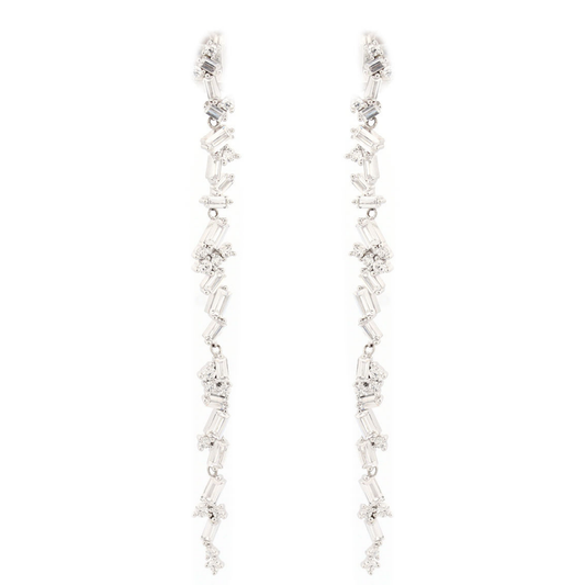 Aretes de plata con baño platino Natasha baguettes