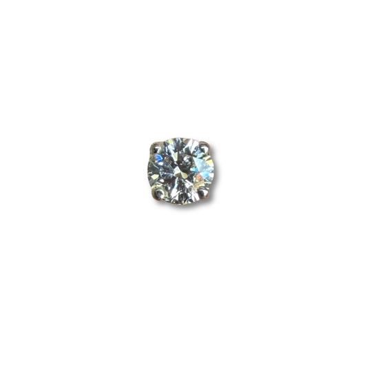 Arete single stud mini de diamante de laboratorio 0.12ct en oro blanco 14k