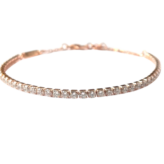 Pulsera de plata con baño de oro rosa con circonitas blancas