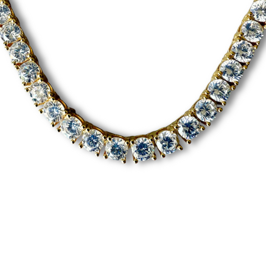 Collar tenis con circonitas en plata con baño de oro amarillo