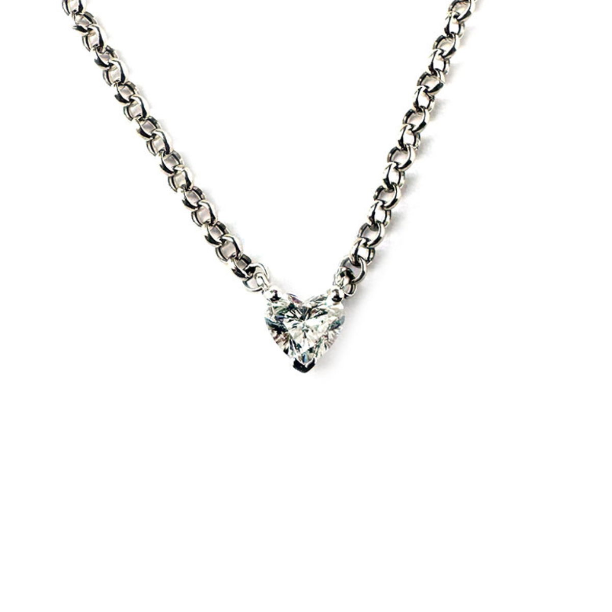 Collar con diamante corazón de laboratorio 0.25ct en oro blanco de 14K