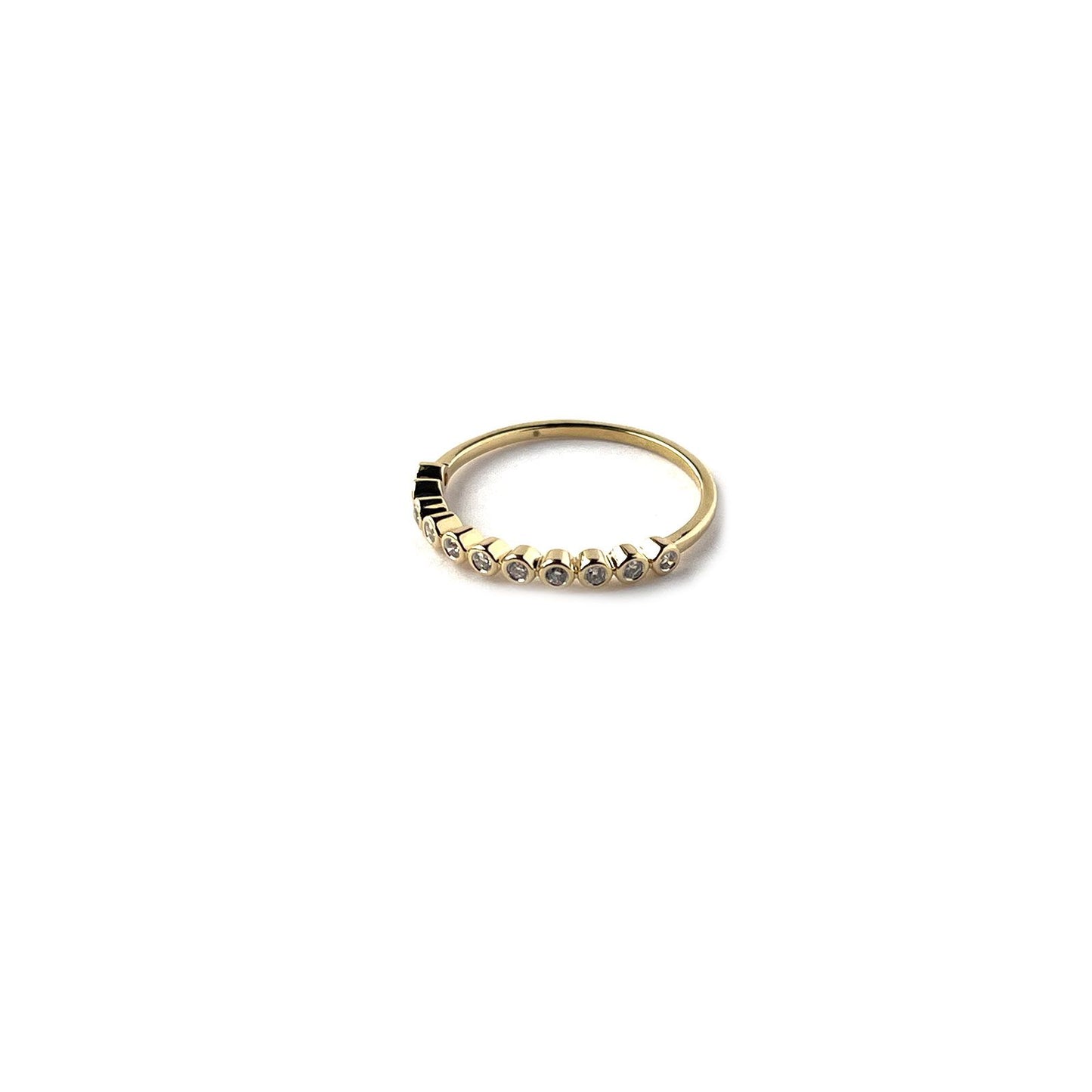 Anillo en oro amarillo 14k con diamantes biselado 0.12ctw