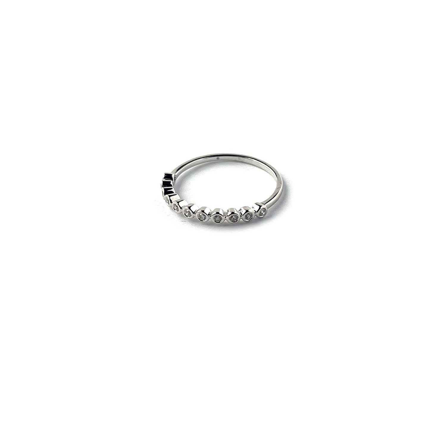 Anillo en oro blanco 14k con diamantes biselado 0.12ctw