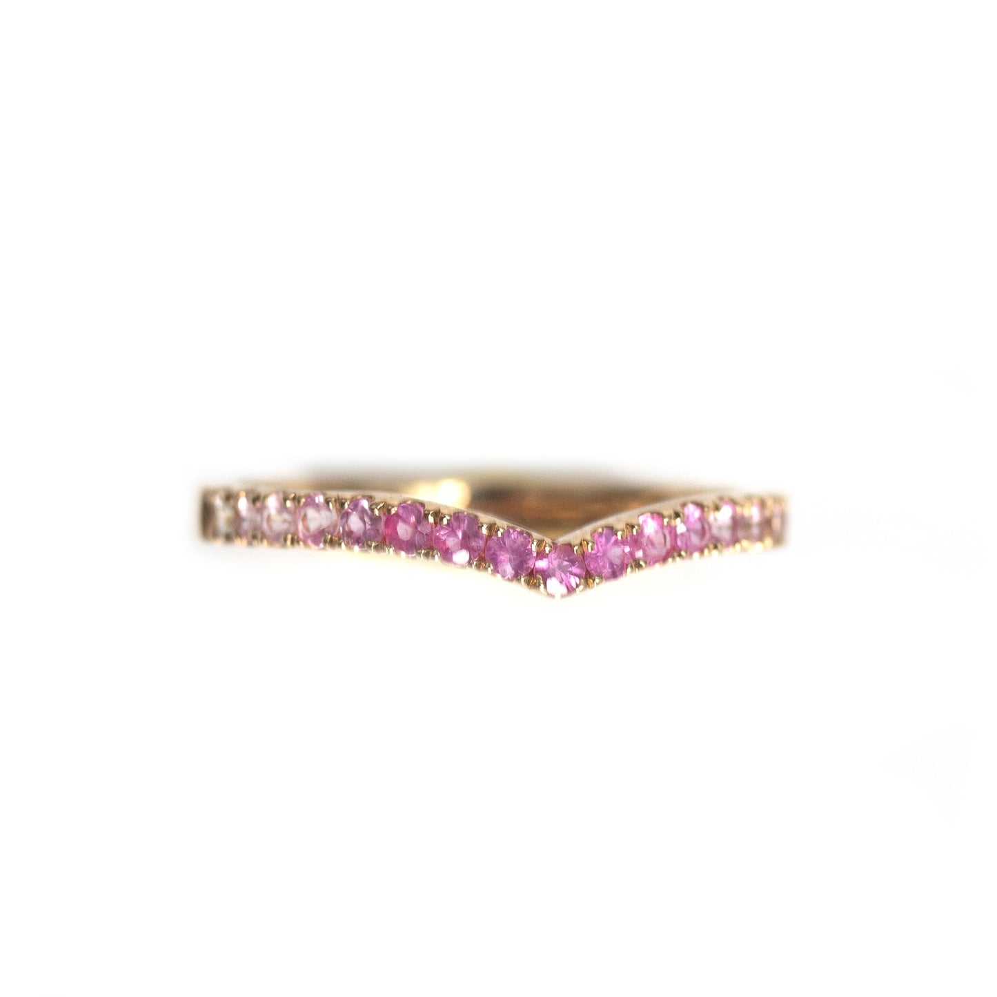 Anillo en V con zafiros en degradé rosa 0.42 ctw en oro amarillo de 14k