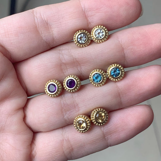 10k gold and Gemstone post earrings