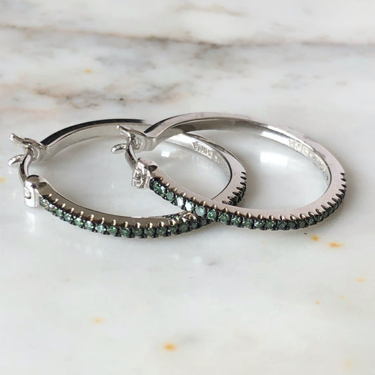 Argollas de plata con diamantes azules 0.20ctw